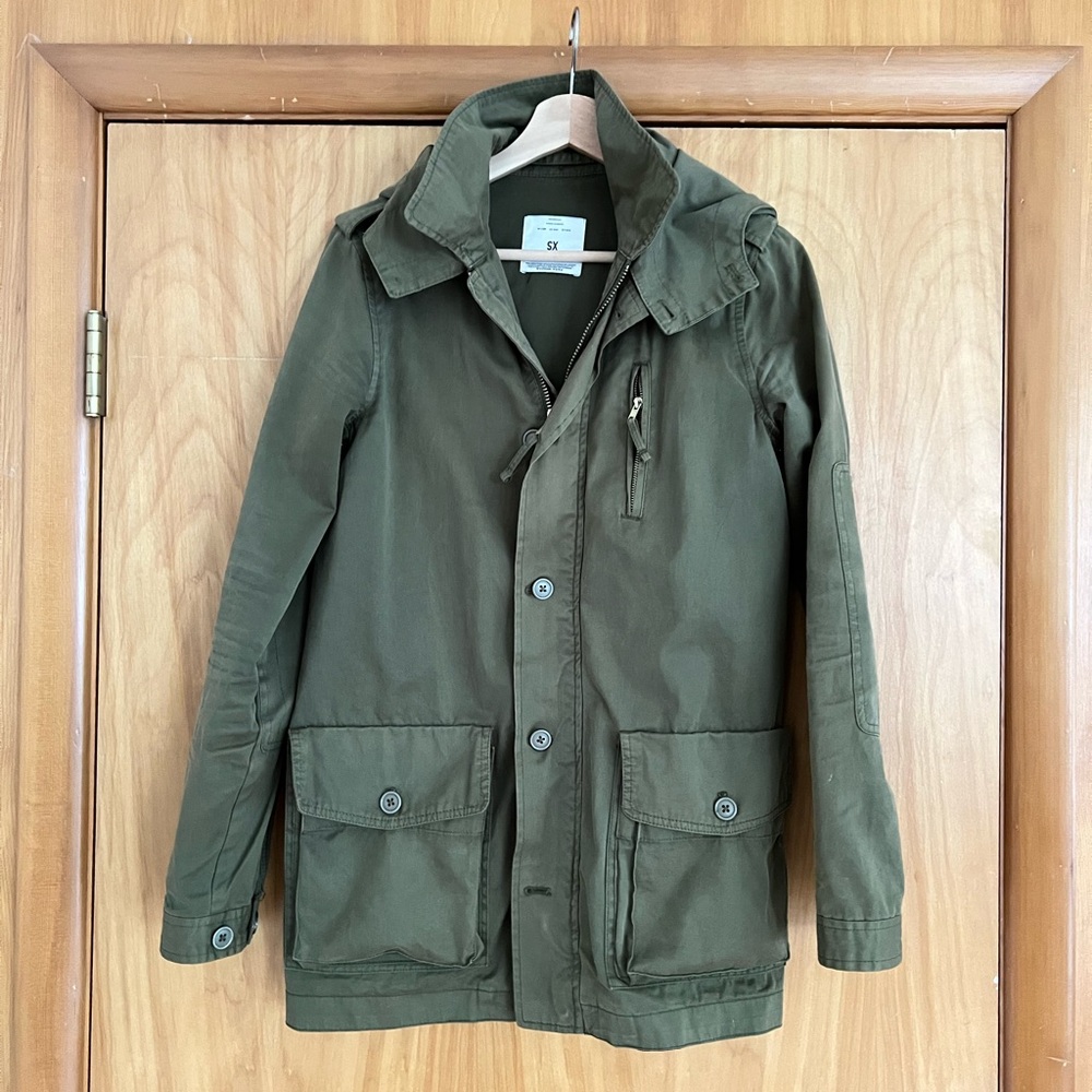Field Jacket with Detachable Hood, Green, Oversized Women’s XS by Zara